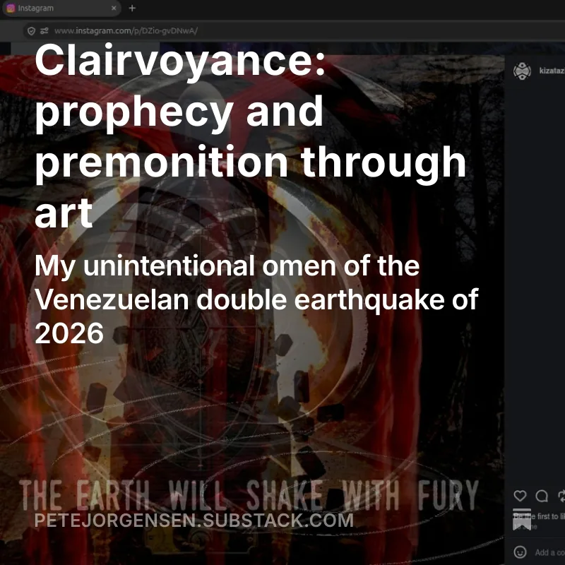 A composite image showing a dark, dramatic photomontage artwork with the article title overlain